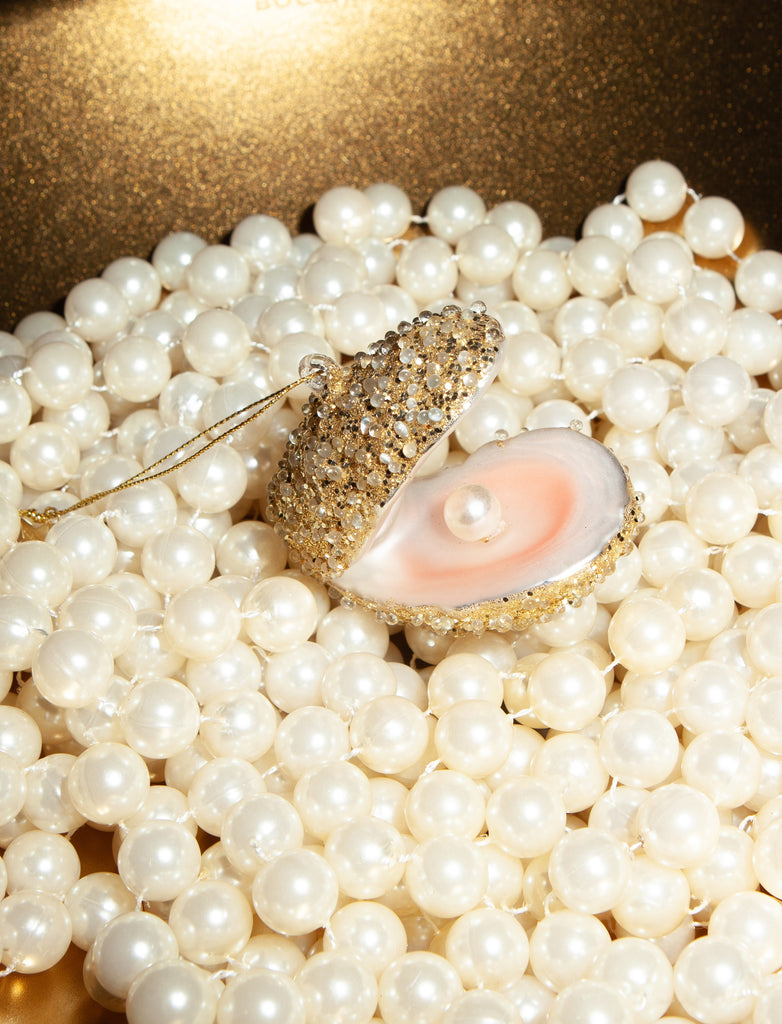 Vondels kerstbal oester champagne glitter
