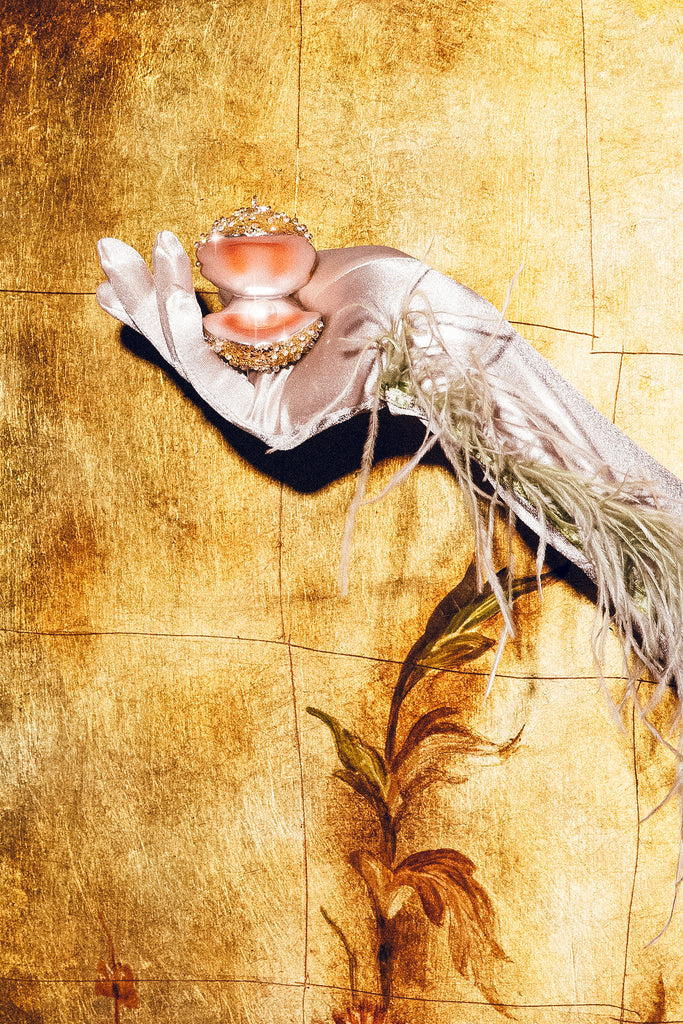 Vondels kerstbal oester champagne glitter