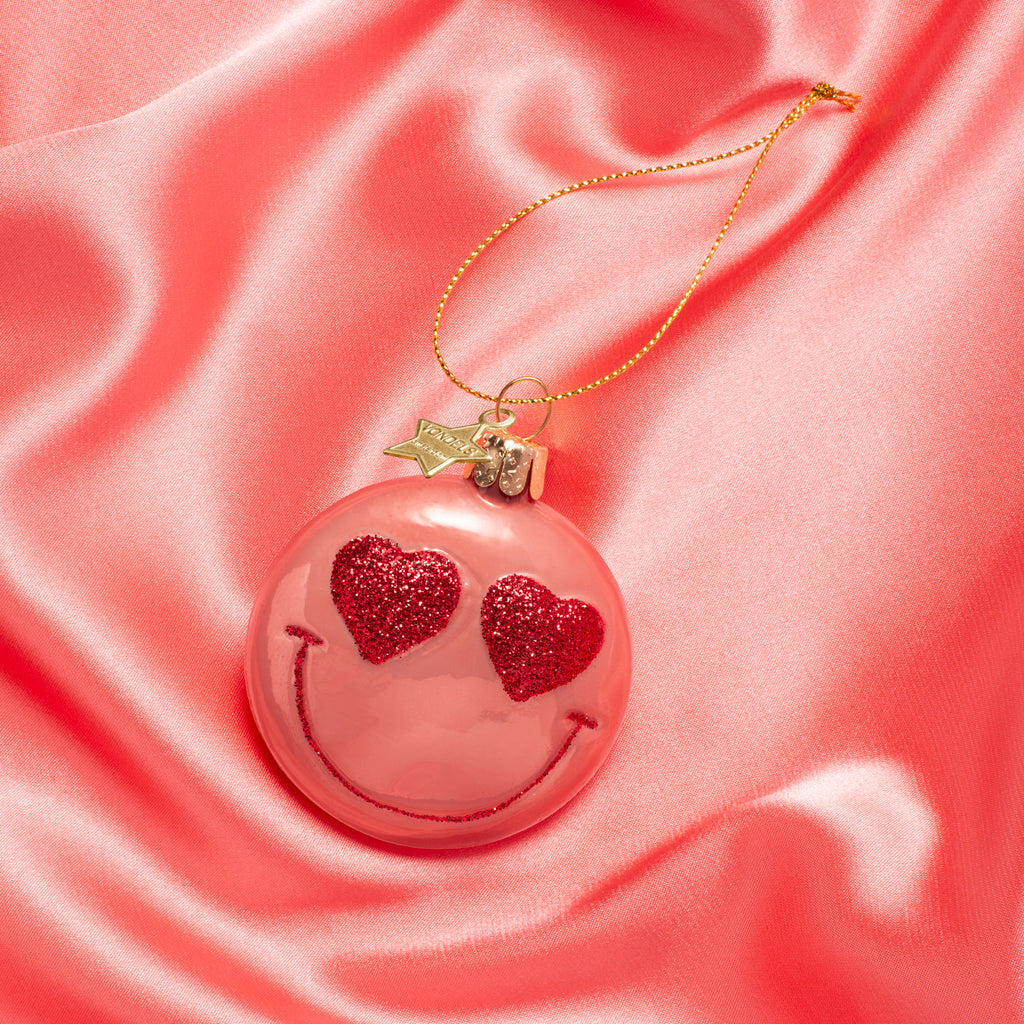 Vondels kerstbal smiley pink orange