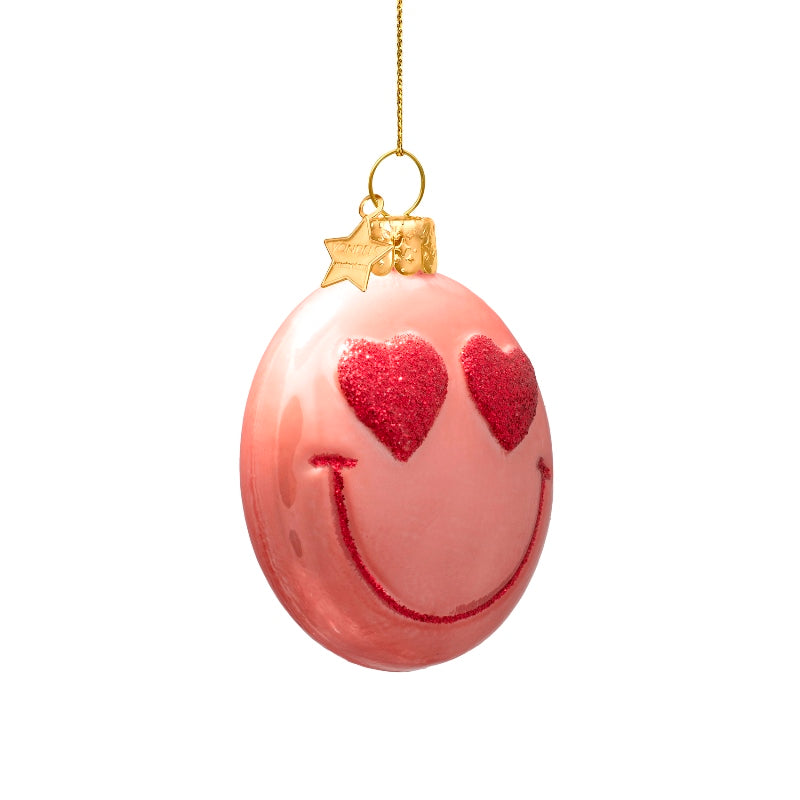 Vondels kerstbal smiley pink orange