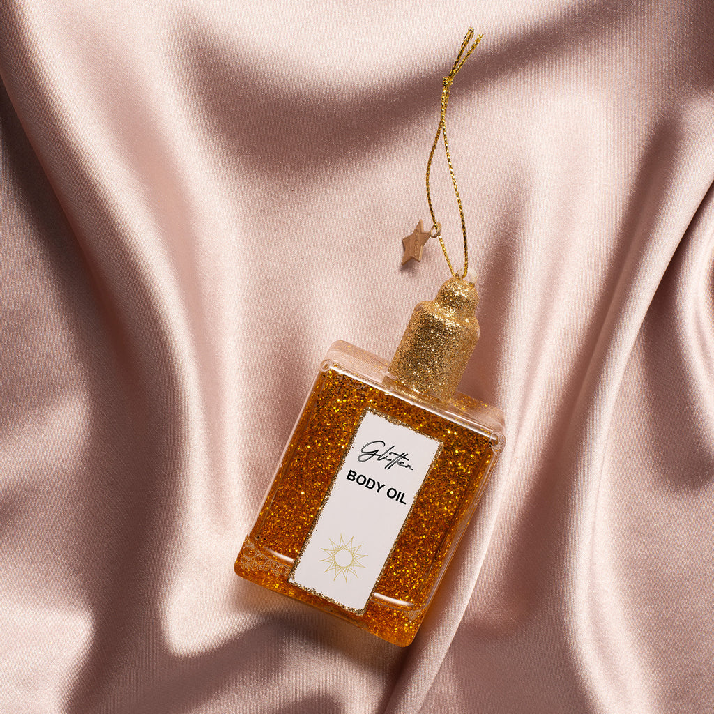 Vondels kerstbal body oil met glitters