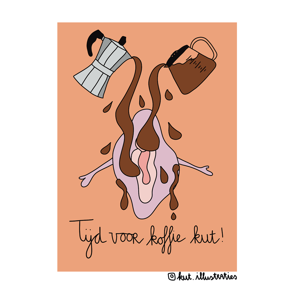 KUT.illustraties kaart Tijd voor koffie kut