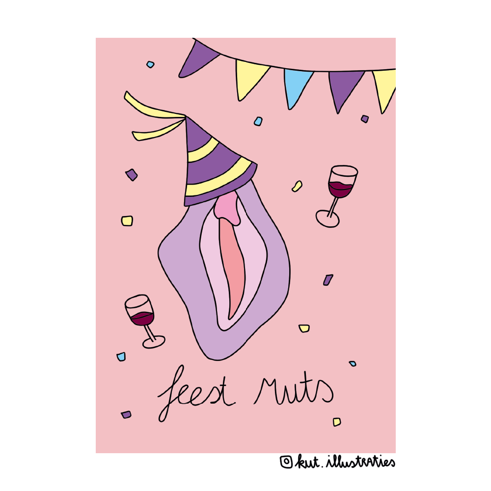 KUT.illustraties kaart feestmuts