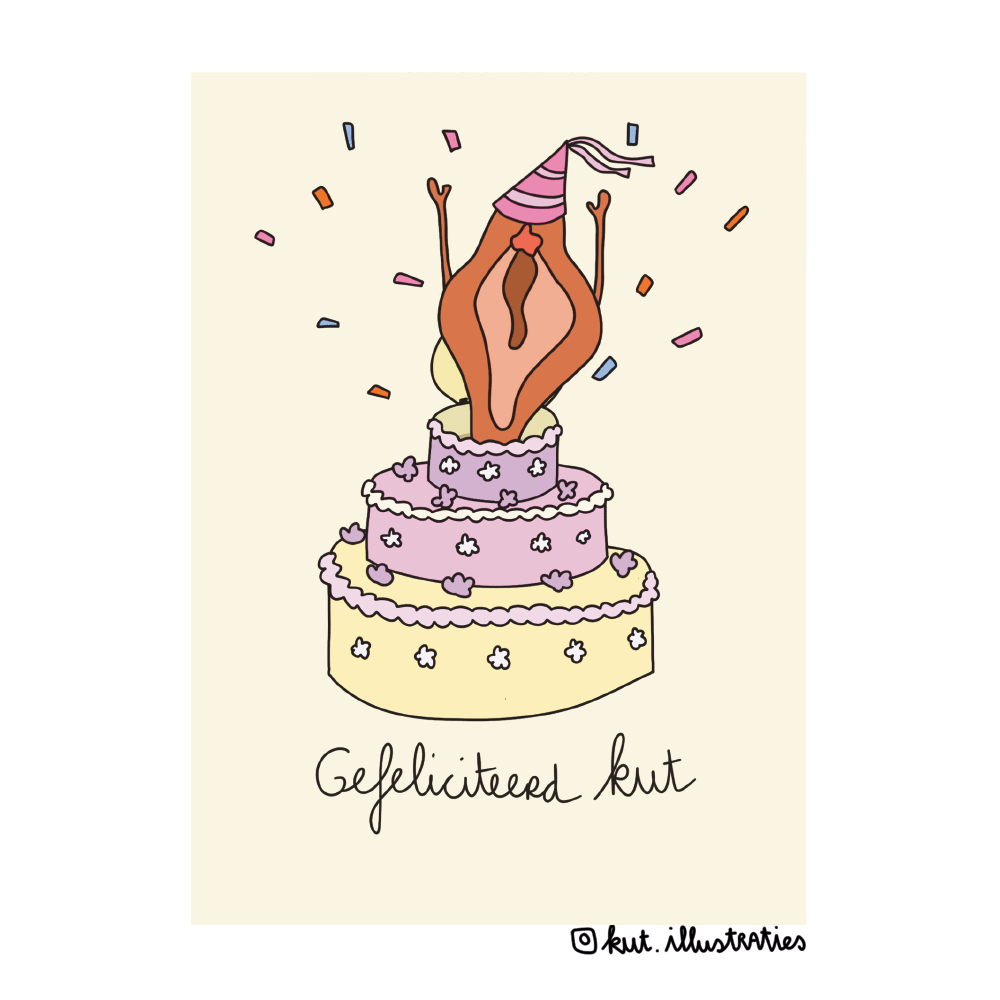 KUT.illustraties kaart gefeliciteerd kut