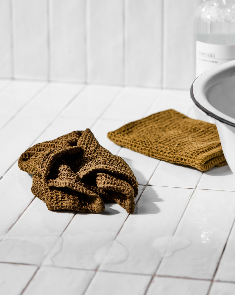 Meraki Vaatdoek Donker olijf set van 3