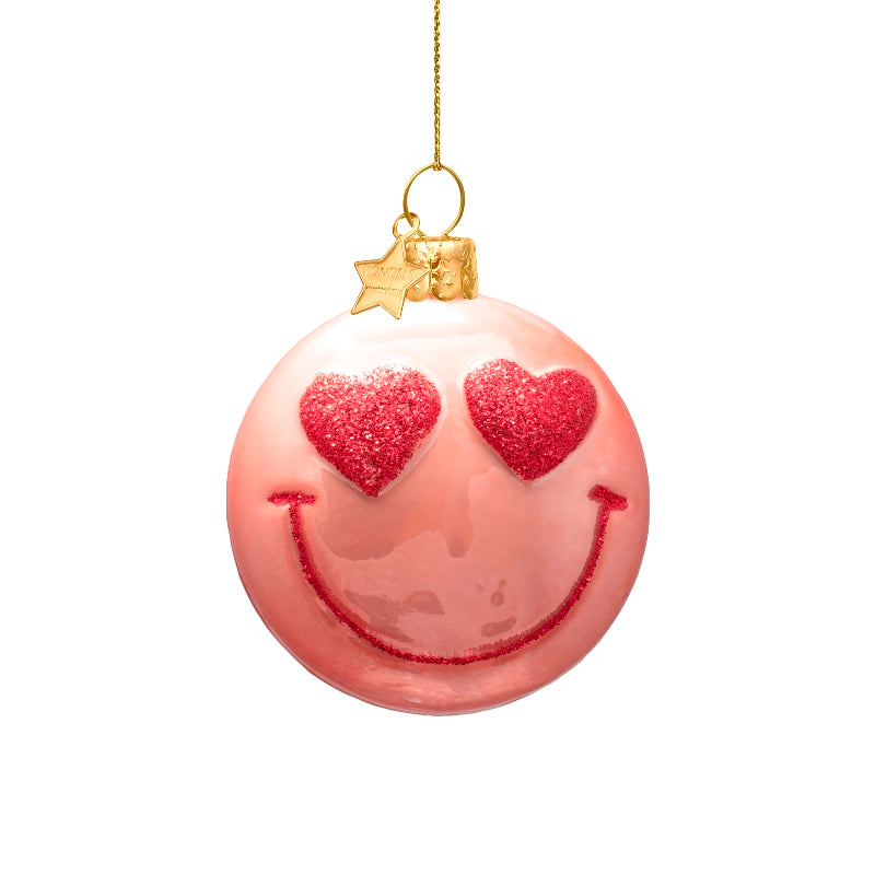 Vondels kerstbal smiley pink orange