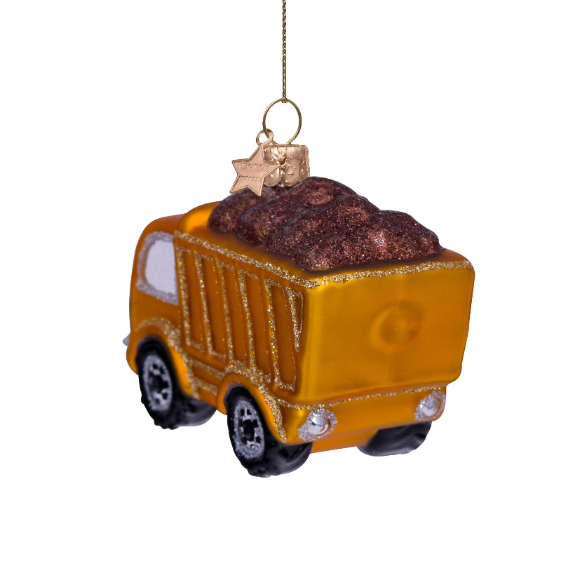 Vondels kerstbal yellow garbage truck