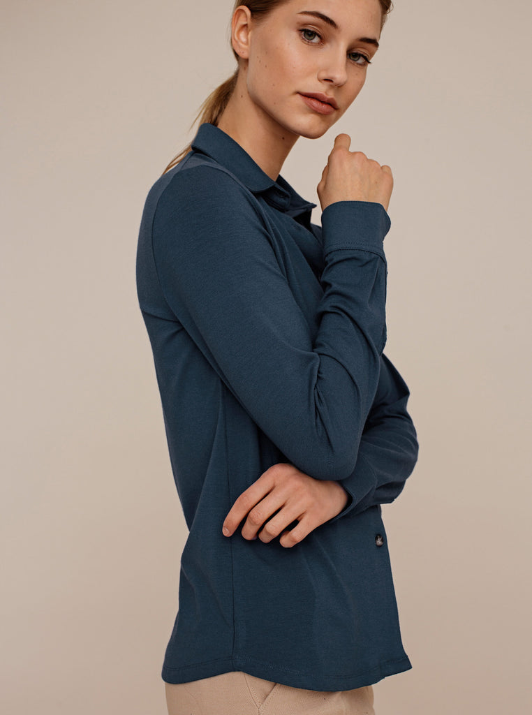 Cedar Blouse -Petrol blue side